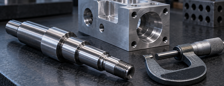 Precision components and micrometer – illustration