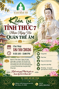 Flyer Khóa Tu Tỉnh Thức 7 tại Tu Viện Bồ Đề Tâm, Chủ nhật 18/10/2026