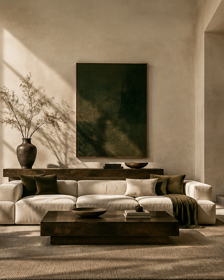 A serene, light-filled minimalist living room interior by Style by Magda