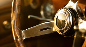 Vintage car steering wheel detail