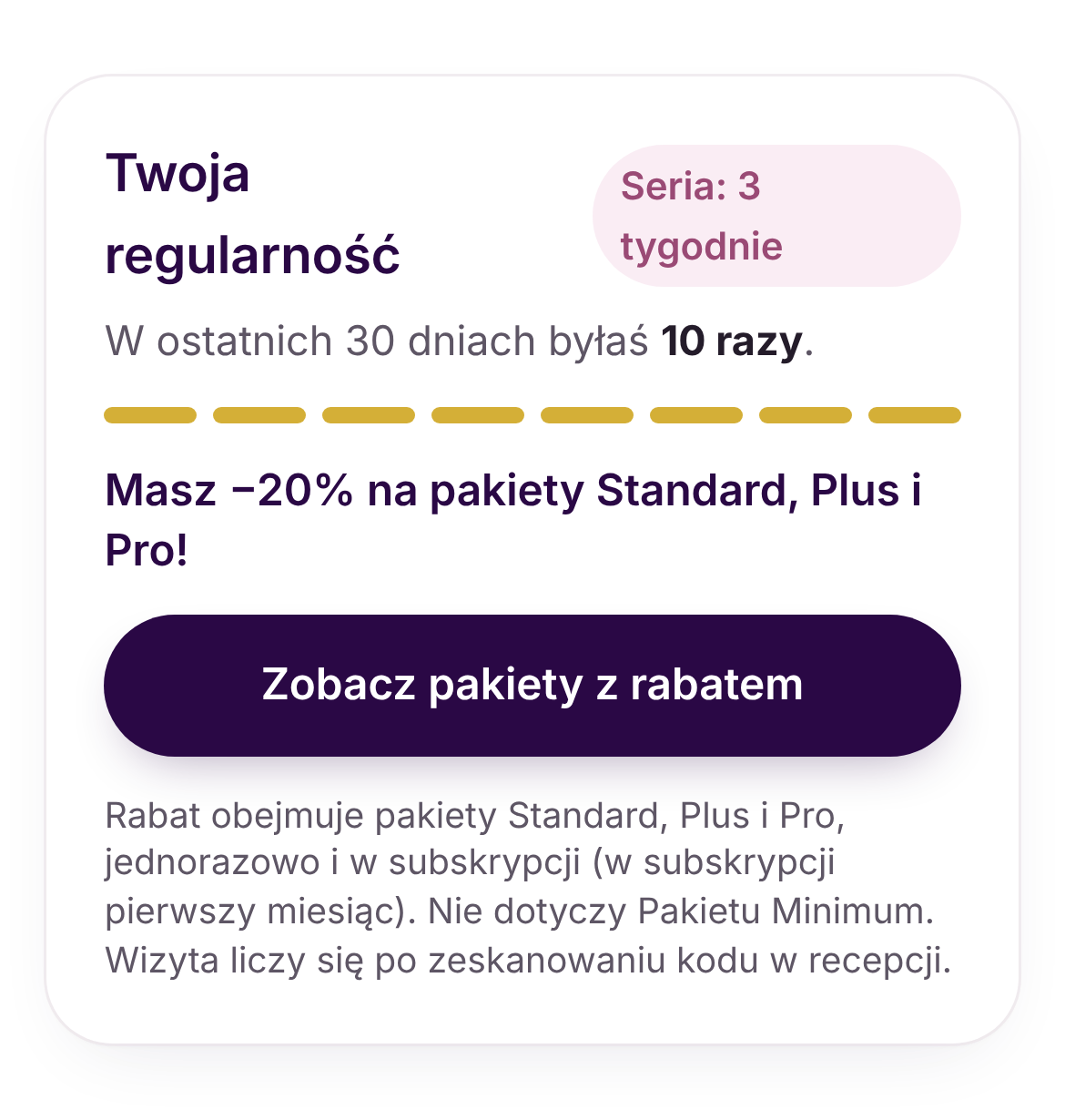 Rabat za regularność w aplikacji AuraShape