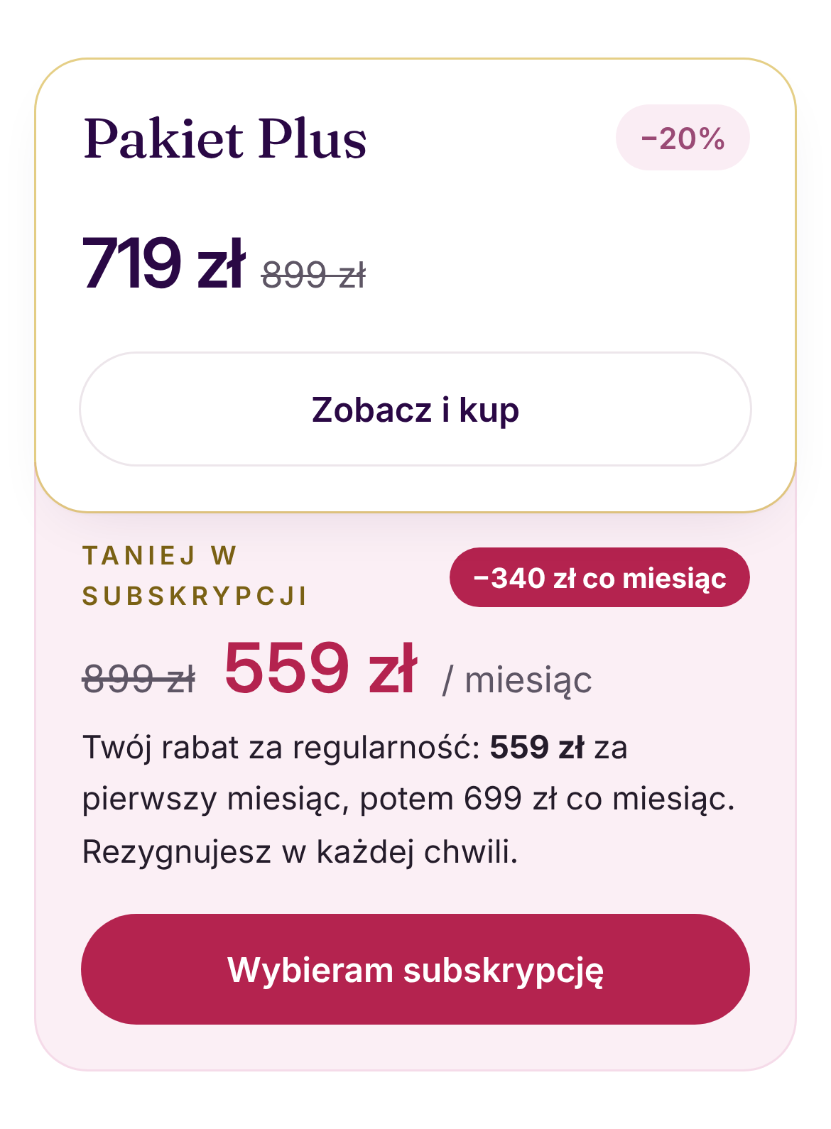 Zakup i subskrypcja online w aplikacji AuraShape