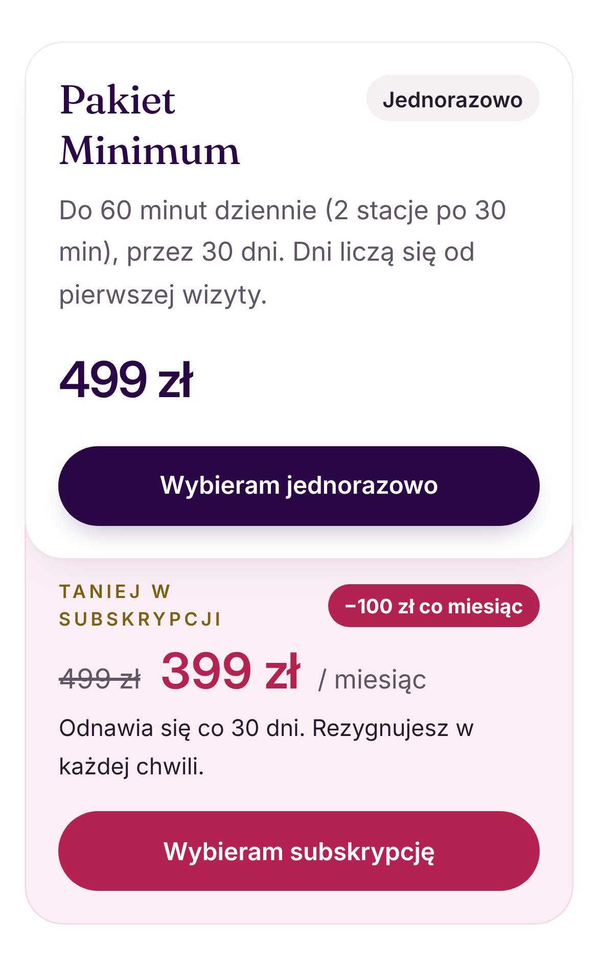 Zakup i subskrypcja online w aplikacji AuraShape