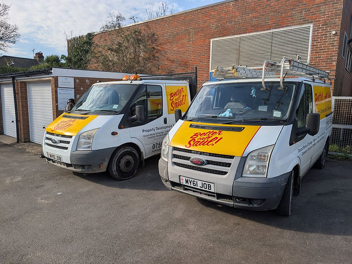 The Better Call Saul vans parked up and ready for work