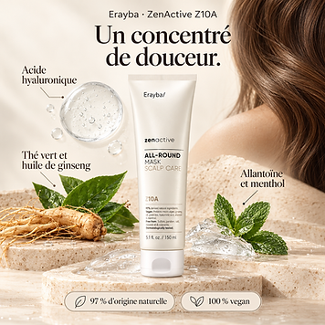 Masque Tout-en-Un Z10A – Réduit la chute et stimule la repousse, vue de trois-quarts