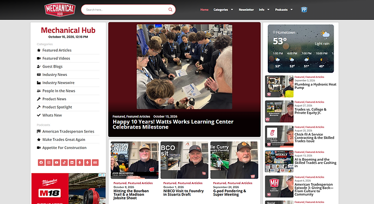 The Mechanical Hub website after the redesign