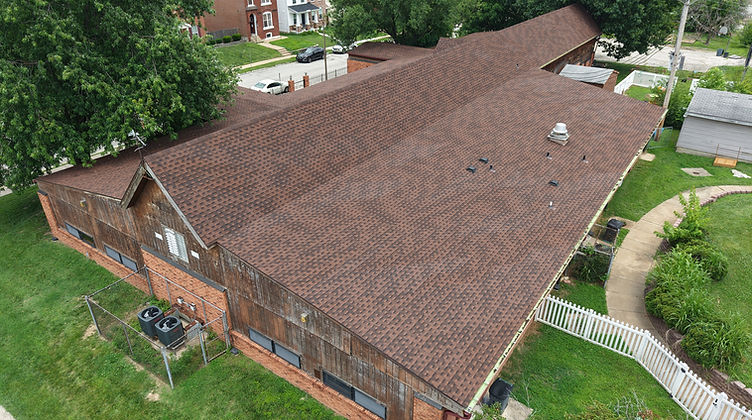 Industrial warehouse roof from above