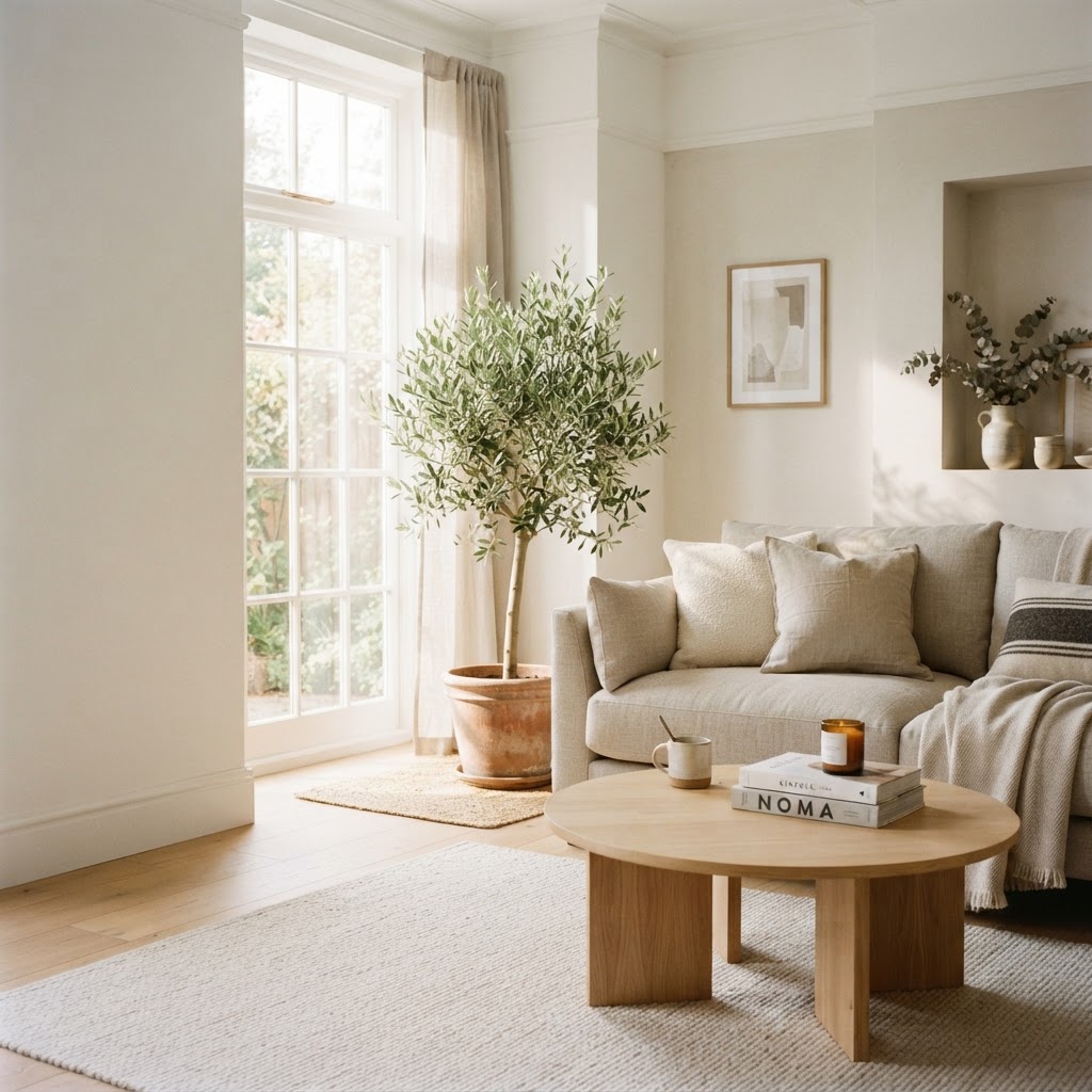 A bright, styled living room filled with natural light