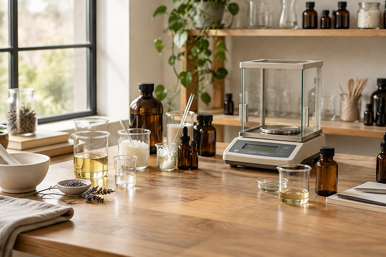 A small independent cosmetic laboratory bench