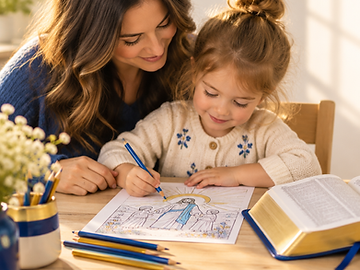 Mãe e filha lendo a Bíblia