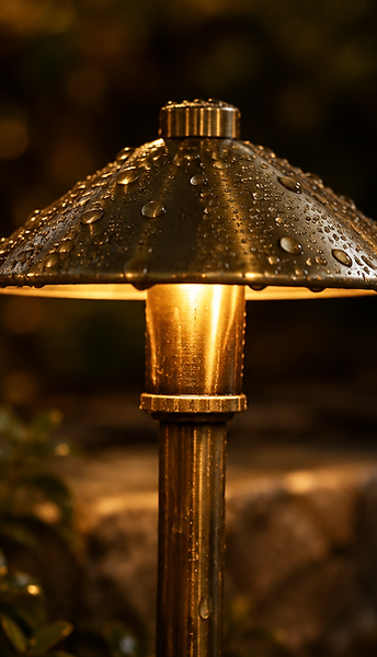 Premium solid brass outdoor light fixture close-up