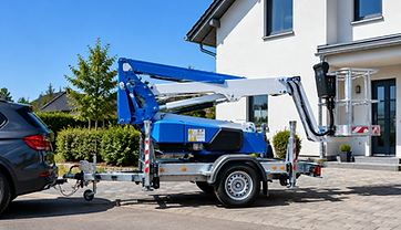 Anhänger-Arbeitsbühne an einem Wohnhaus in Ehingen