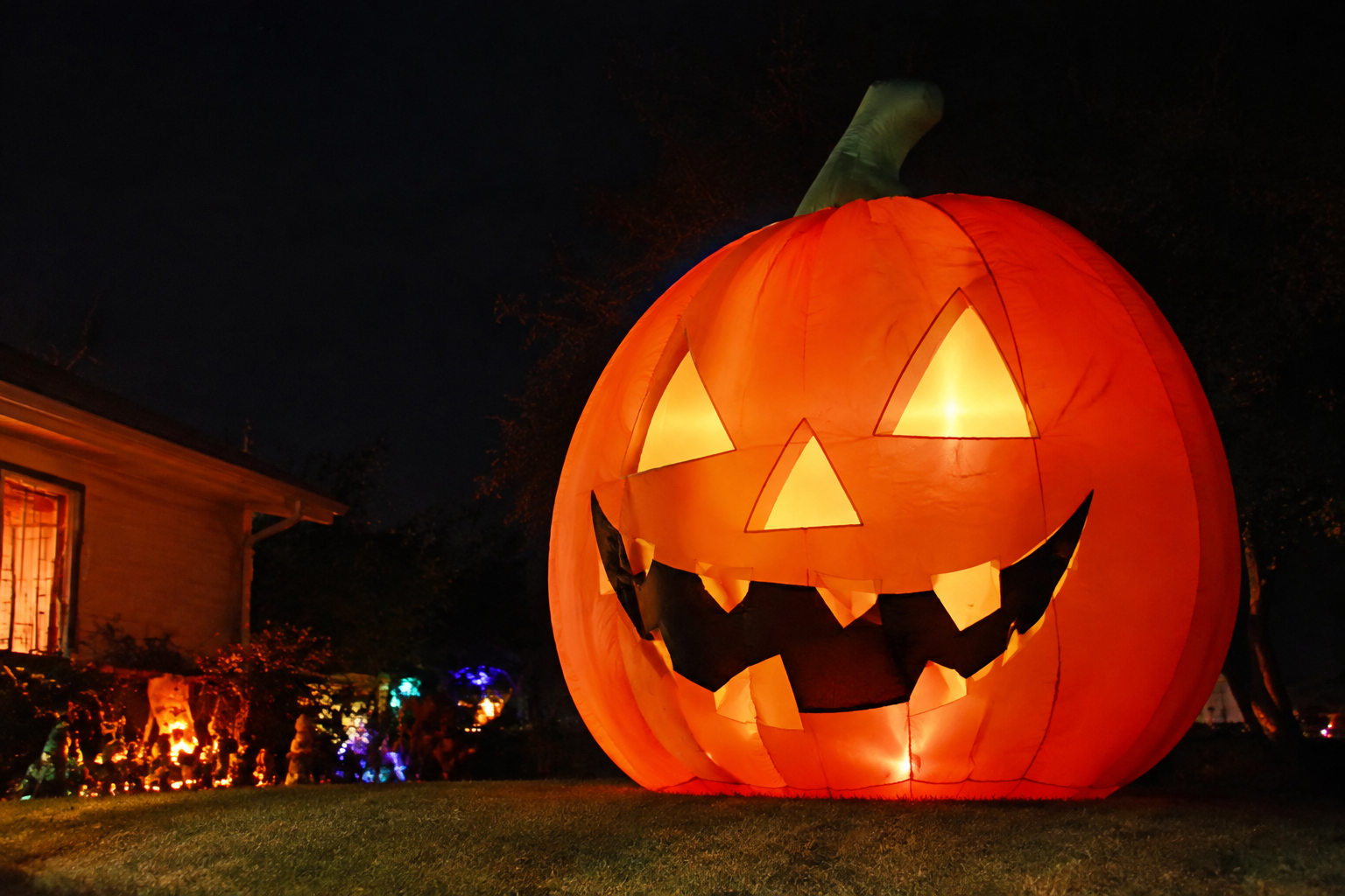 31. Giant Inflatable Pumpkin - backyard Halloween party idea