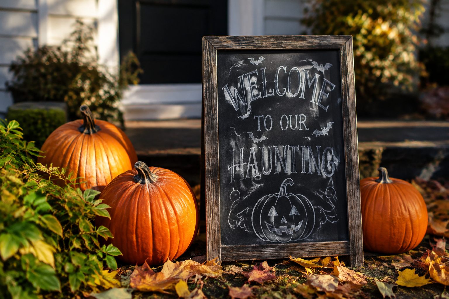 52. Halloween Welcome Sign - backyard Halloween party idea