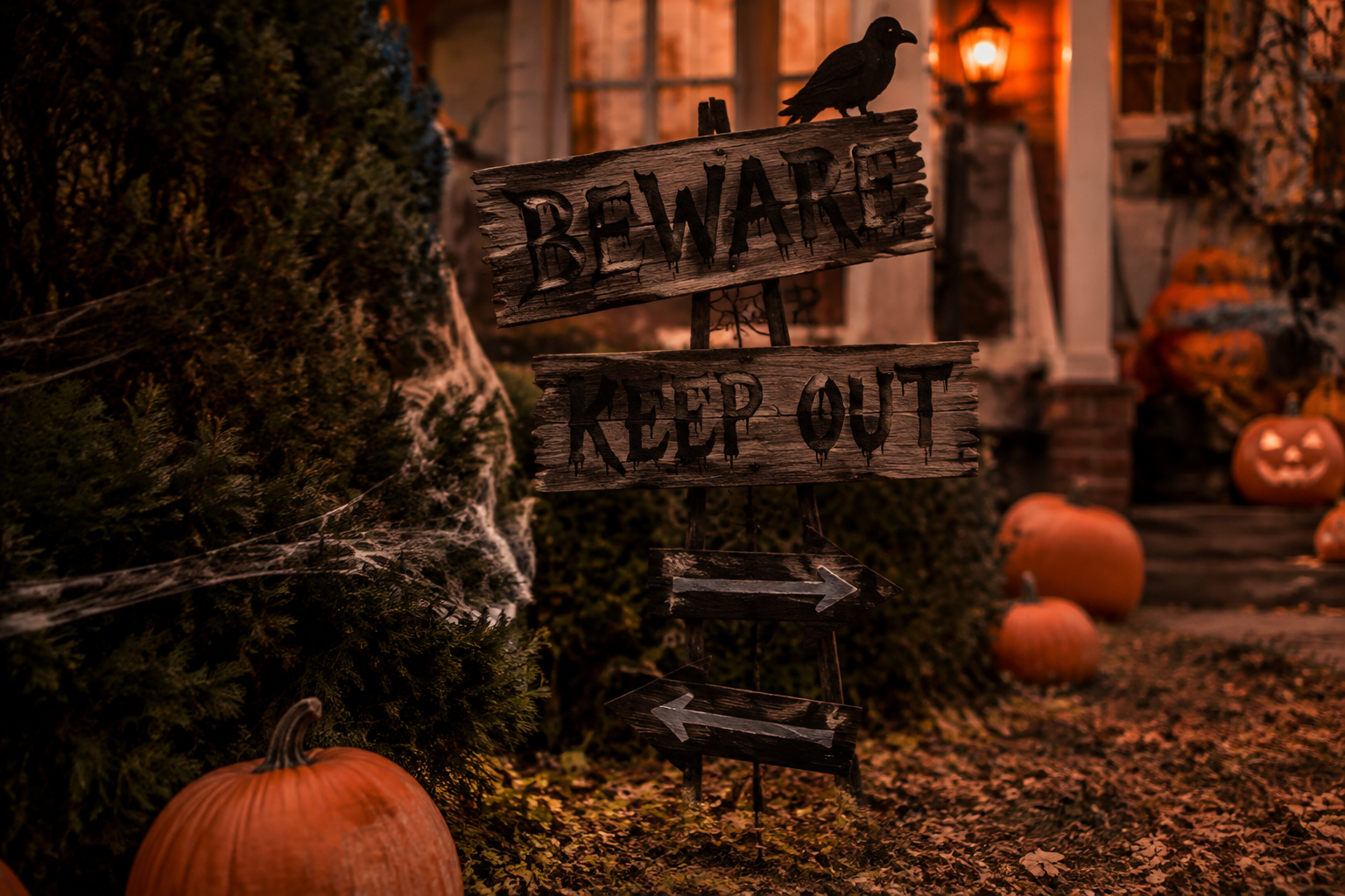 46. Halloween Lawn Signs - backyard Halloween party idea