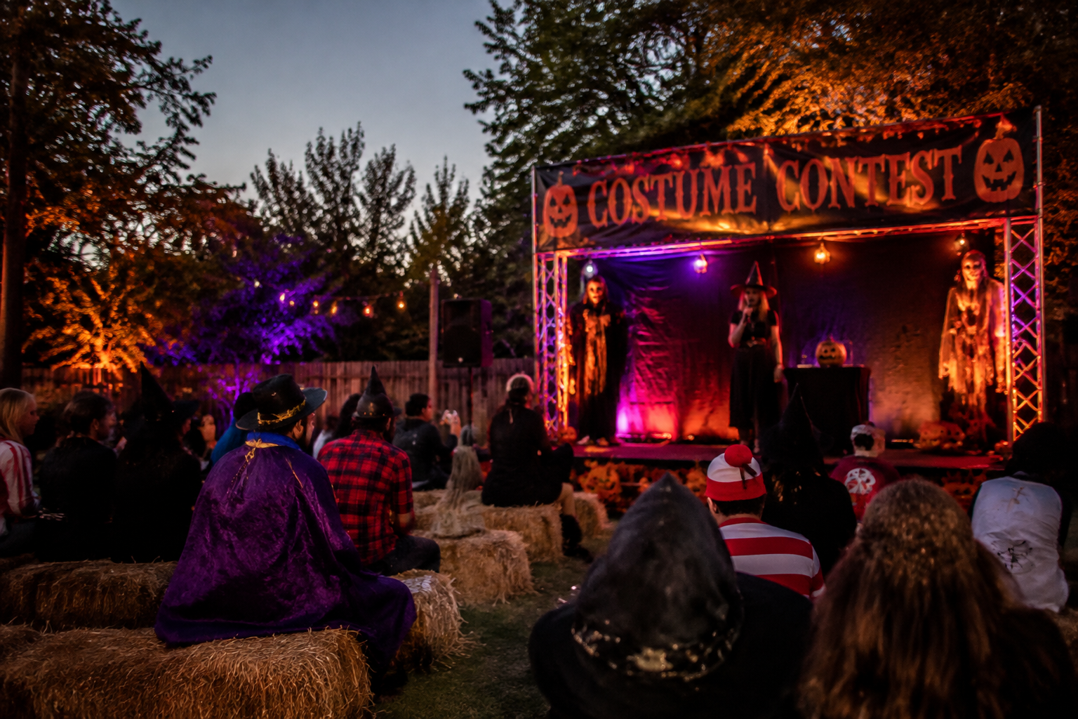 20. Halloween Costume Contest Area - backyard Halloween party idea