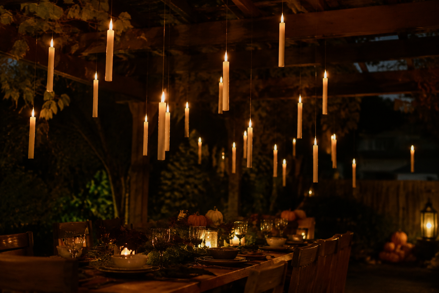 56. Floating Candles - backyard Halloween party idea