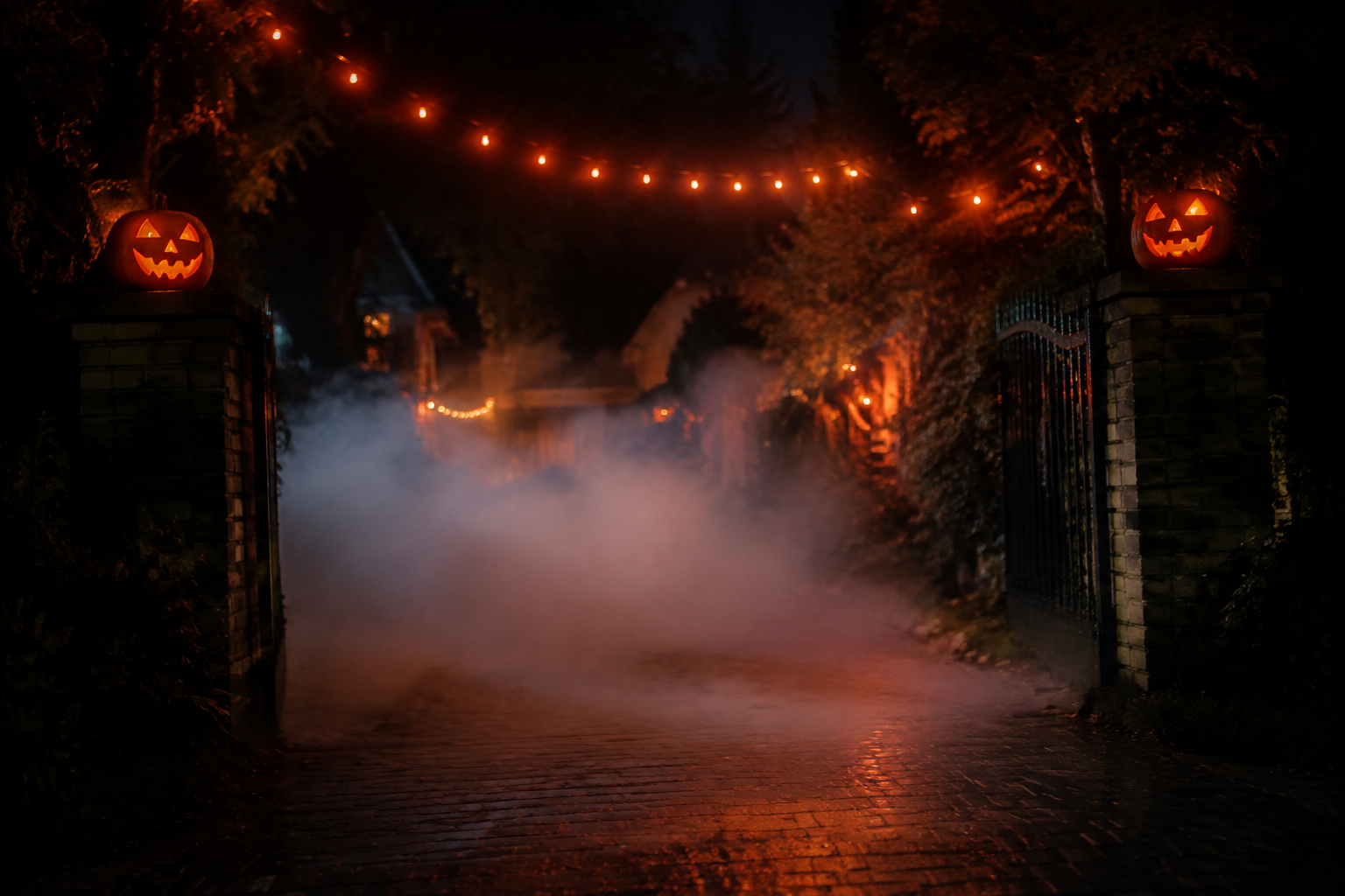 8. Fog Machine Driveway Entrance - backyard Halloween party idea