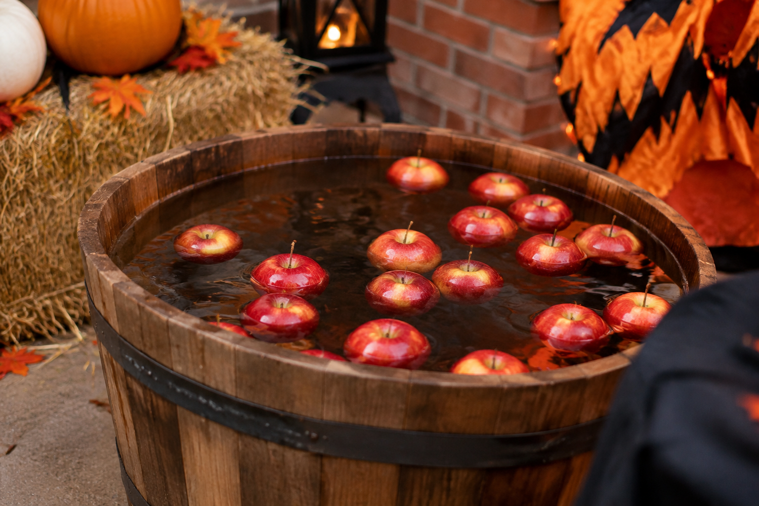 21. Bobbing for Apples Station - backyard Halloween party idea