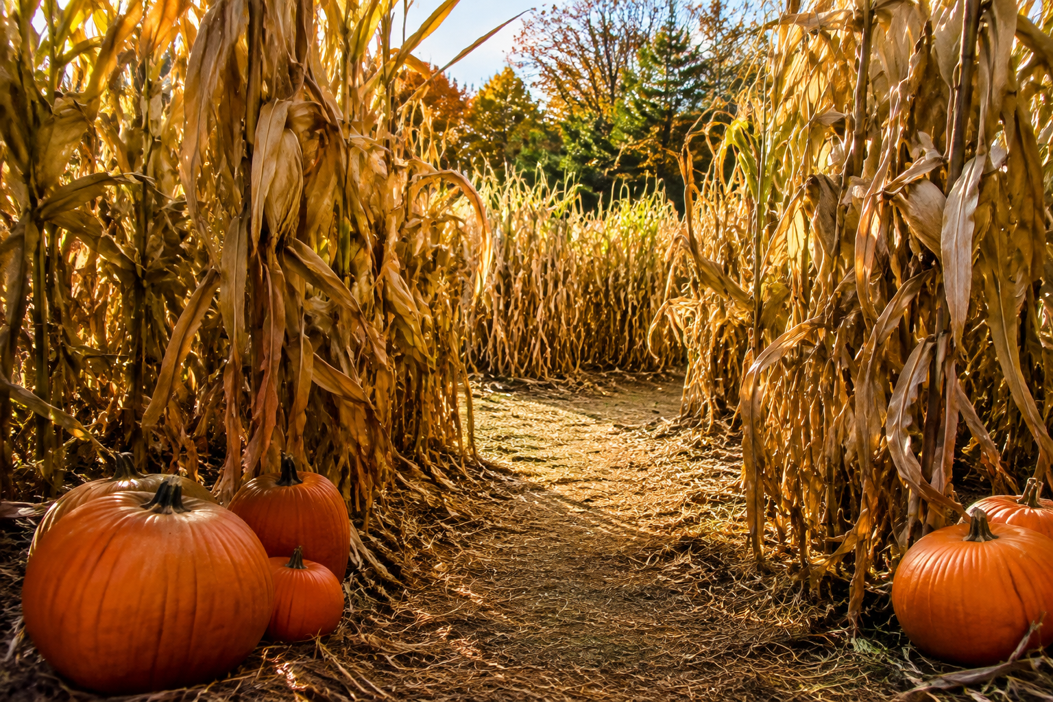 36. Mini Corn Maze Path - backyard Halloween party idea