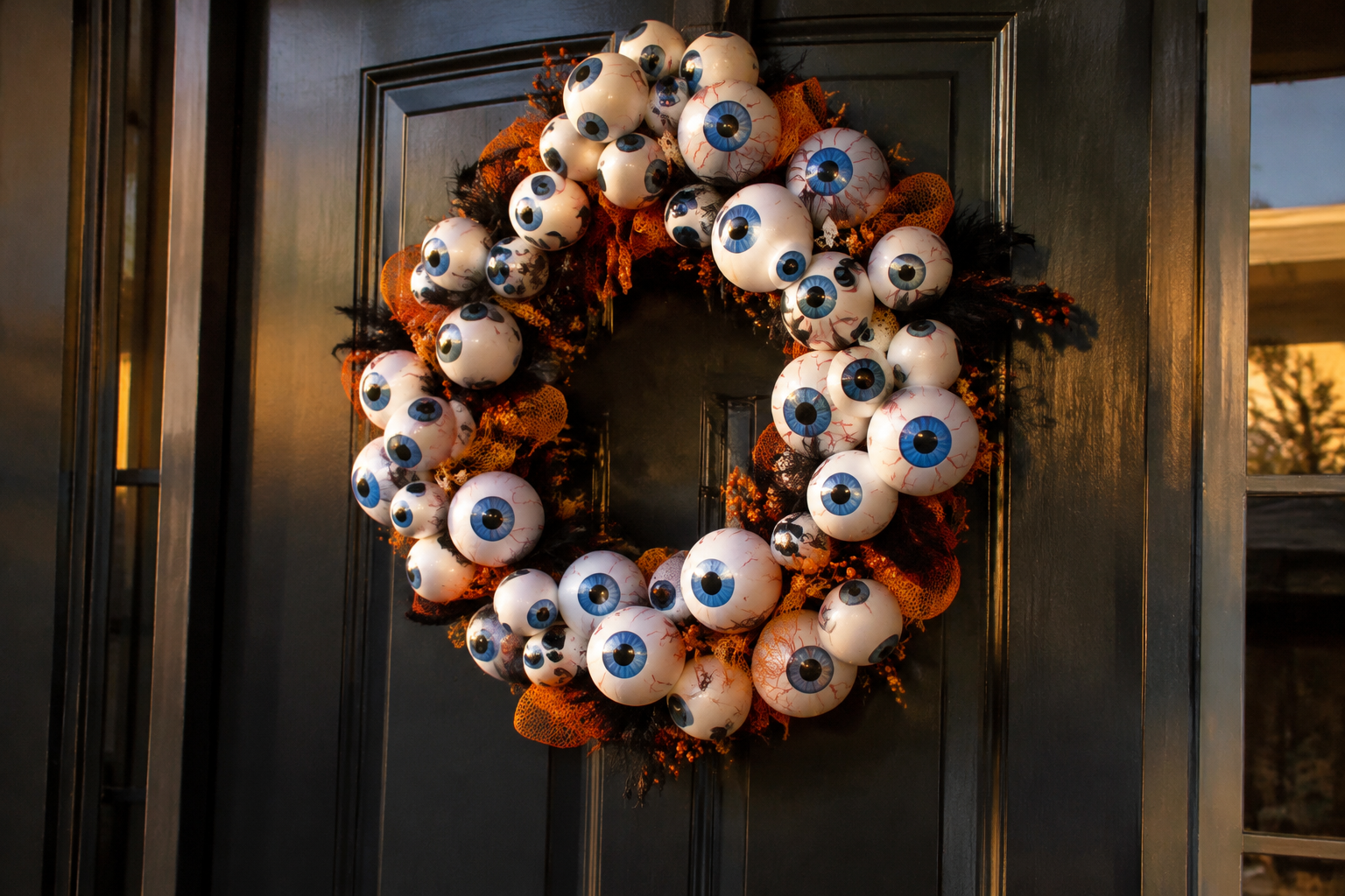 41. Eyeball Wreath - backyard Halloween party idea