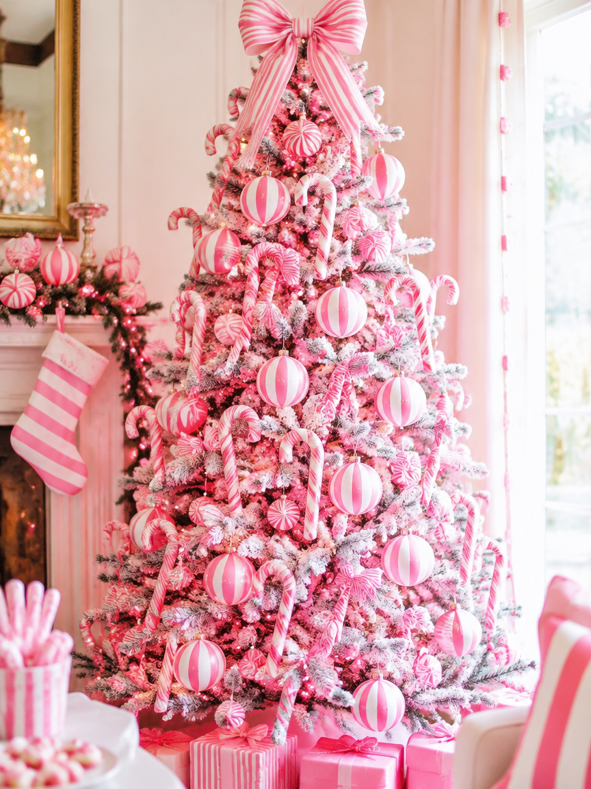 Pink and White Striped Candy Tree