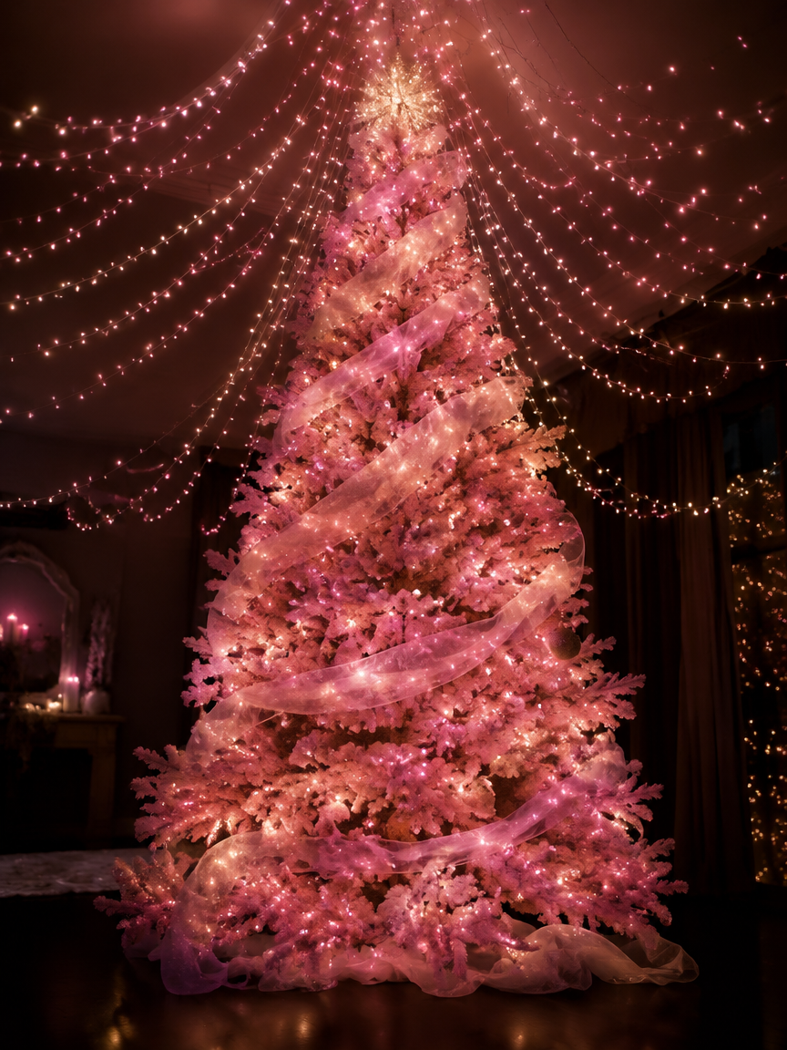 Pink Fairy Light Canopy Tree