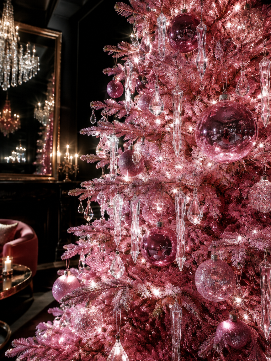Pink Crystal Icicle Tree