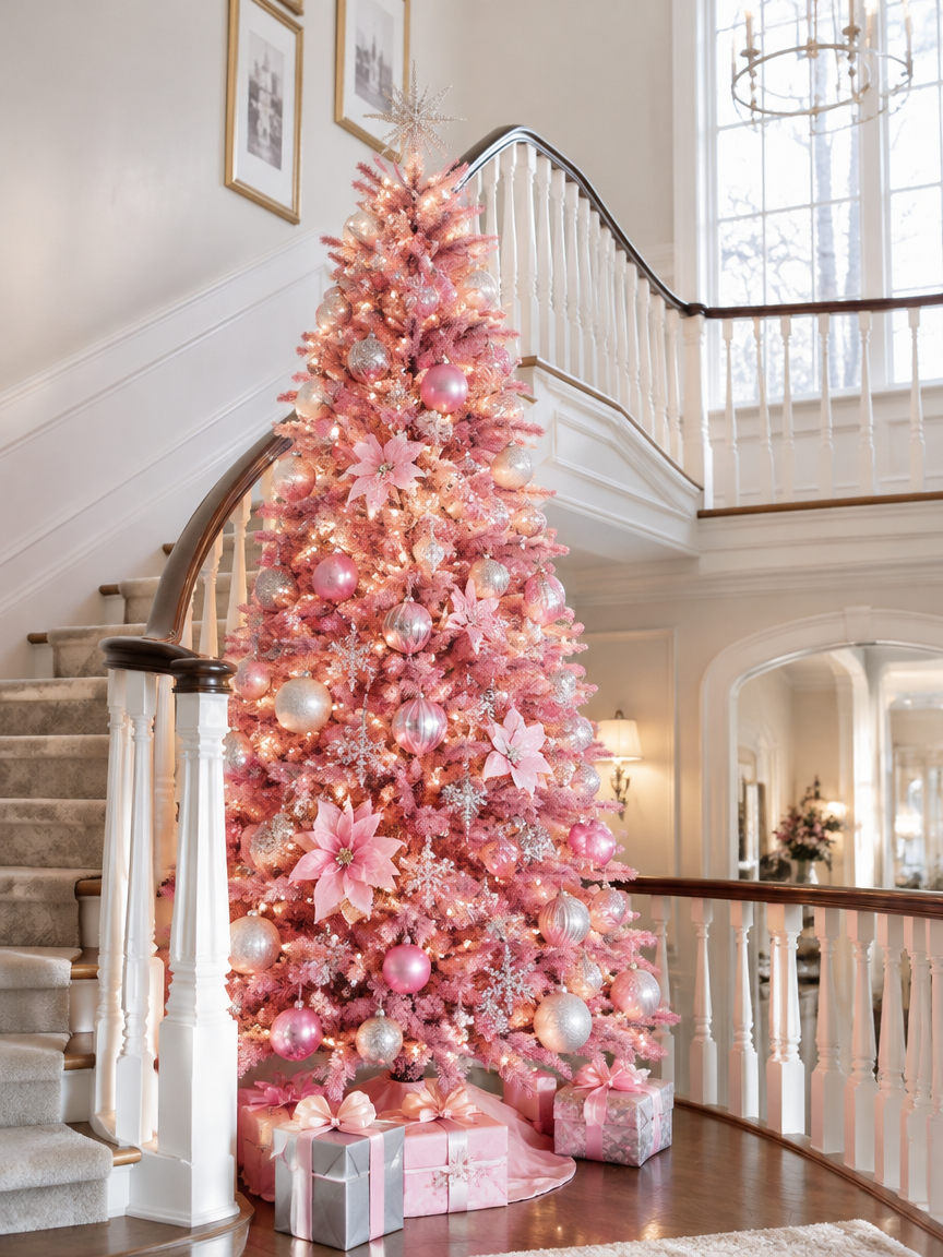 Pink Staircase Landing Tree