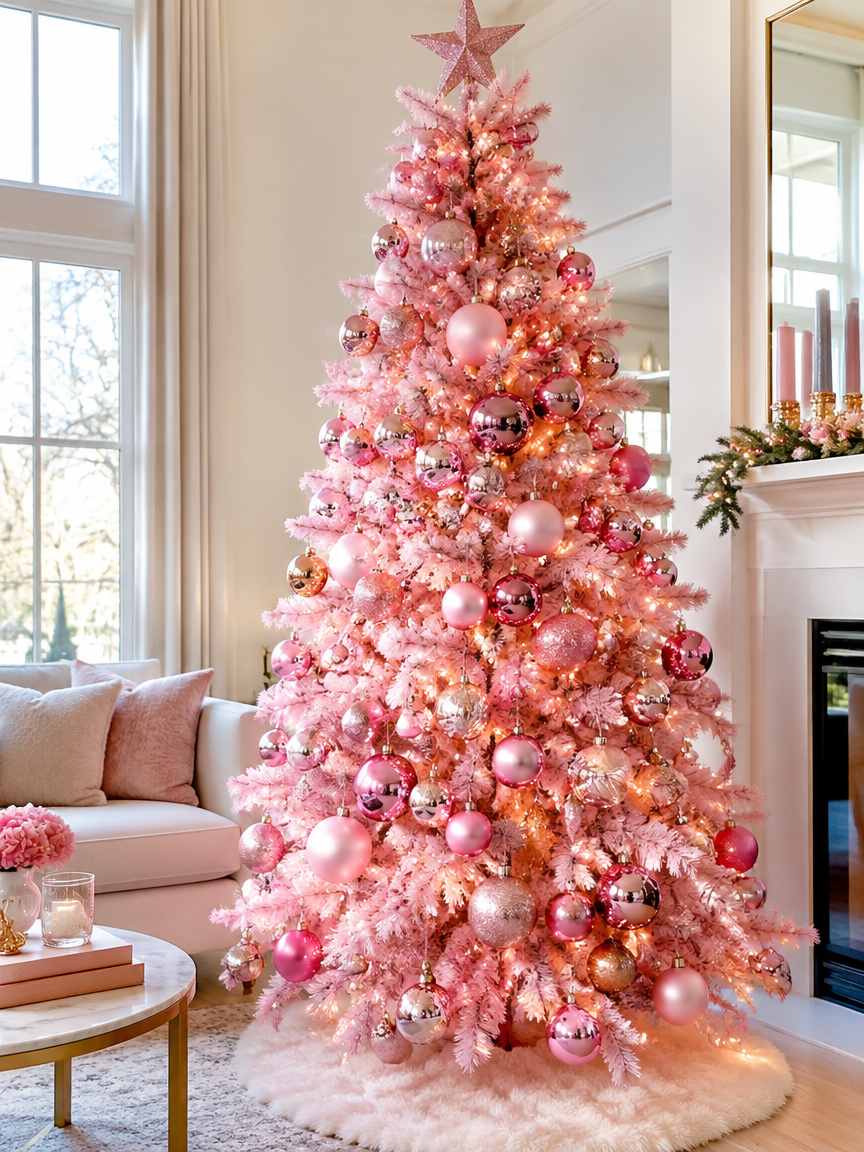 Pink Glass Bauble Tree