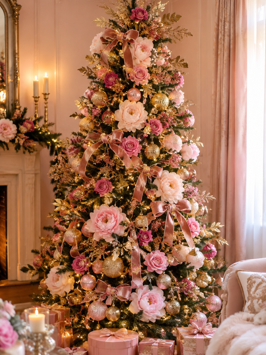 Pink and Gold Floral Tree
