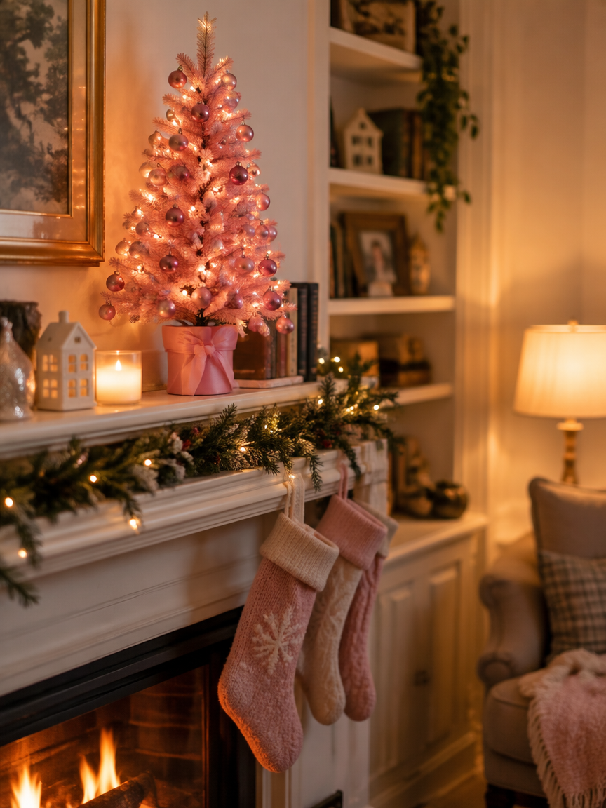 Pink Mantel Tabletop Tree