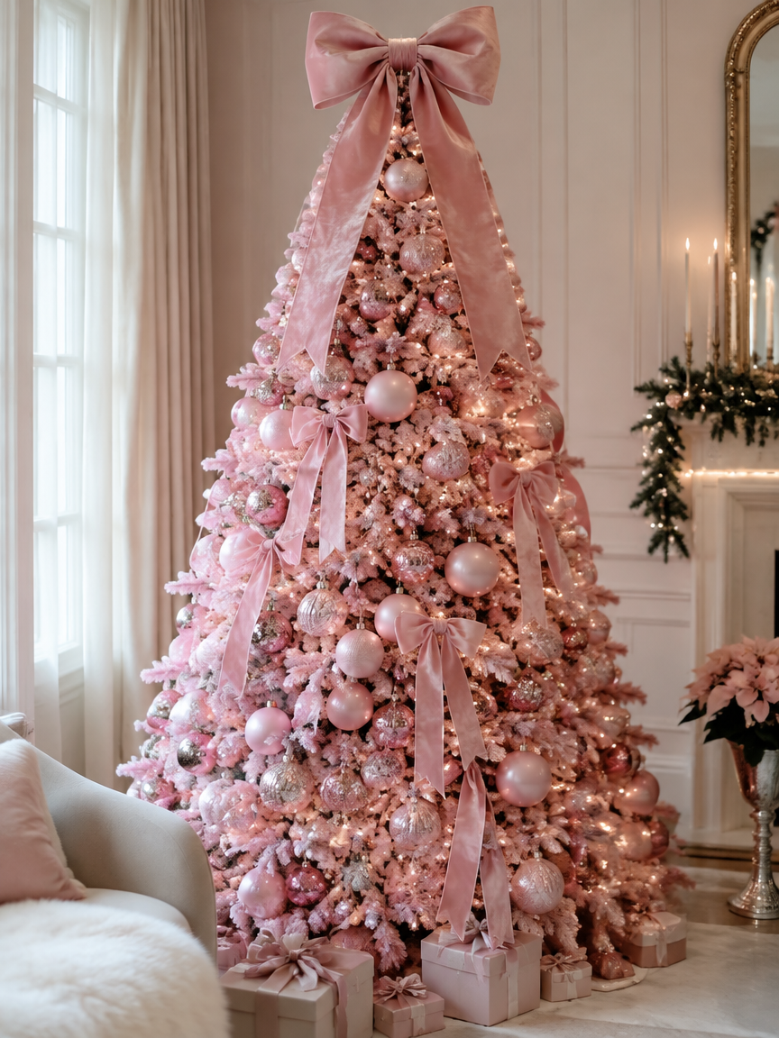 Pink Bow Topper Tree