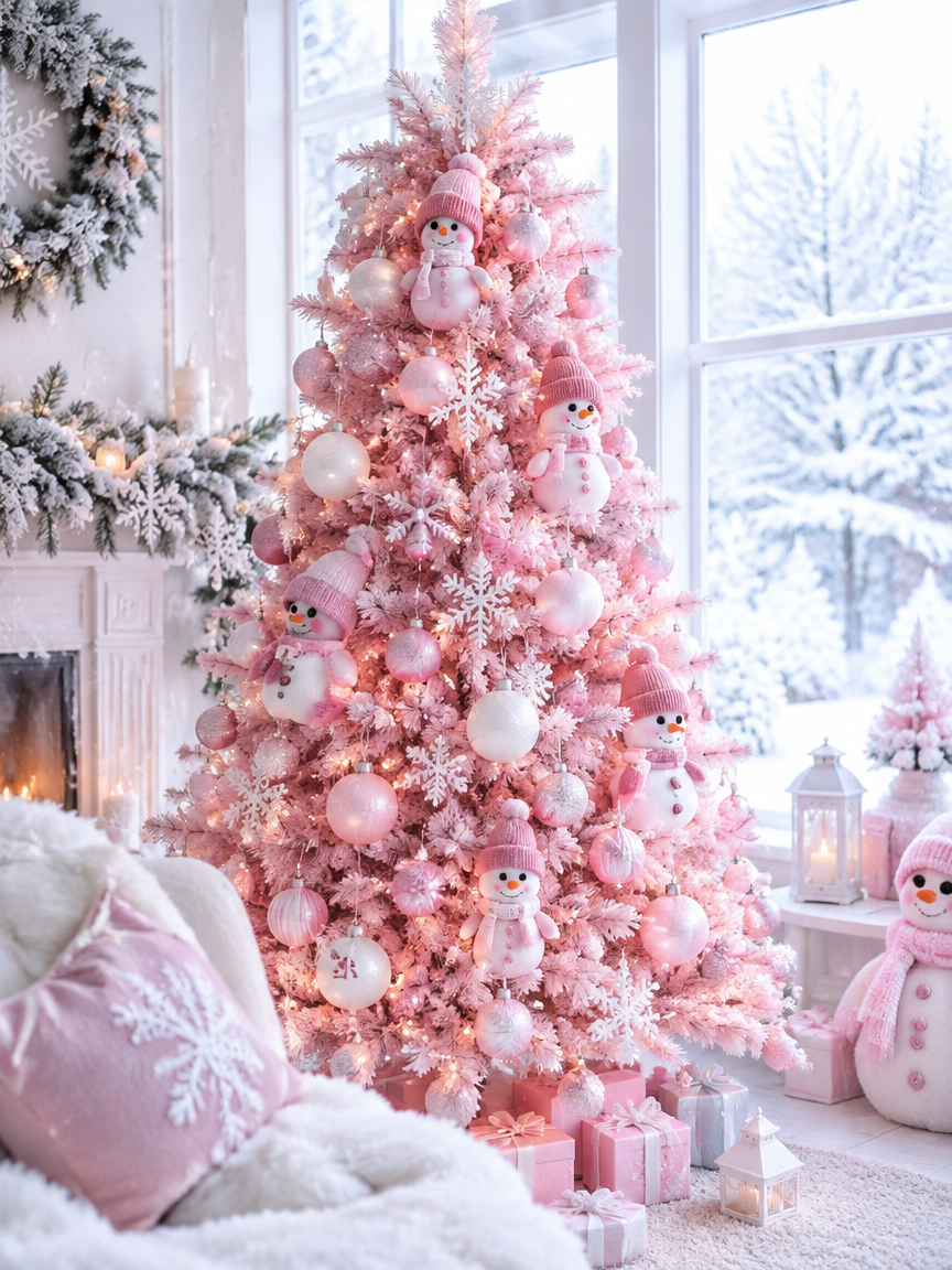 Pink Snowman Theme Tree