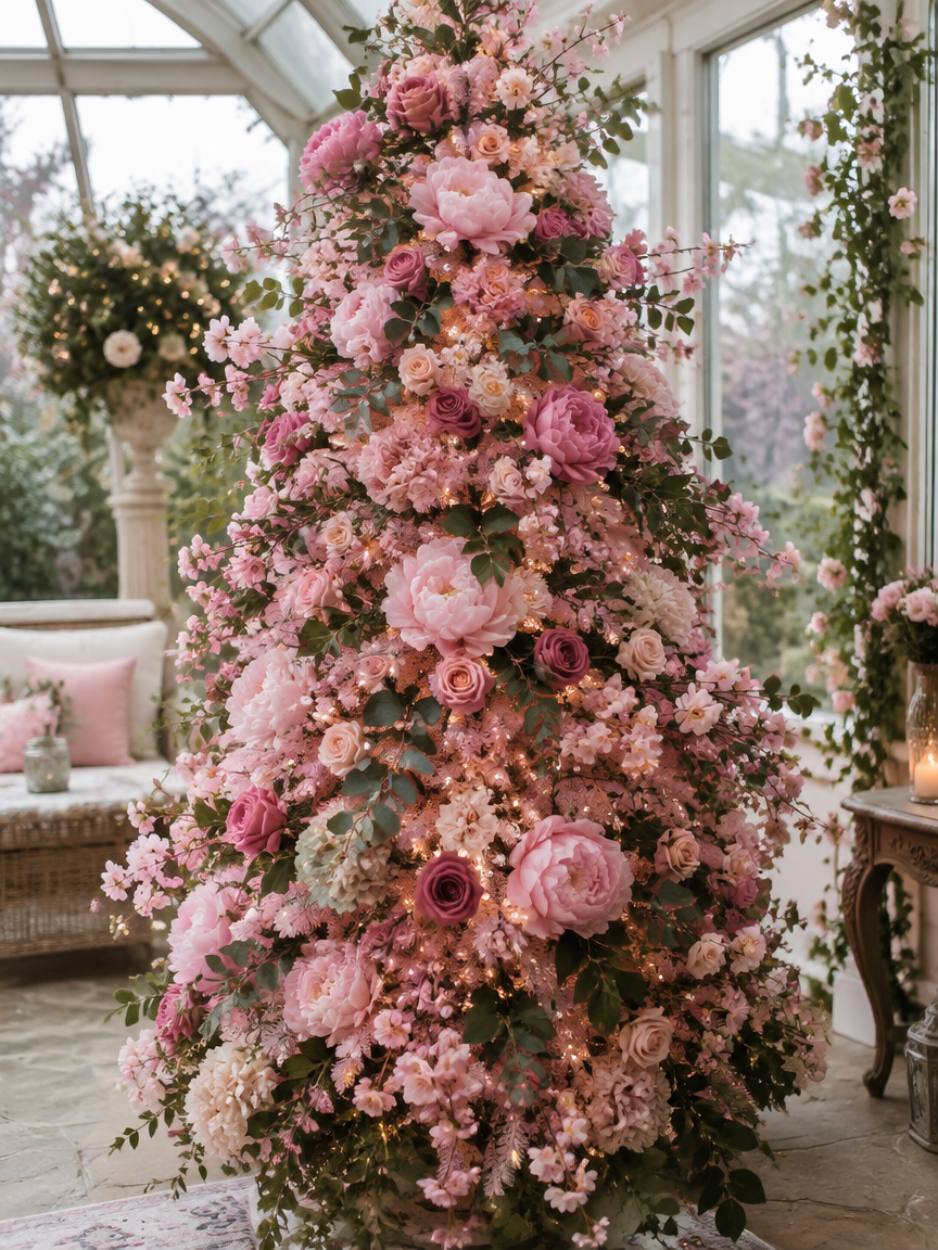 Pink Artificial Flower Tree