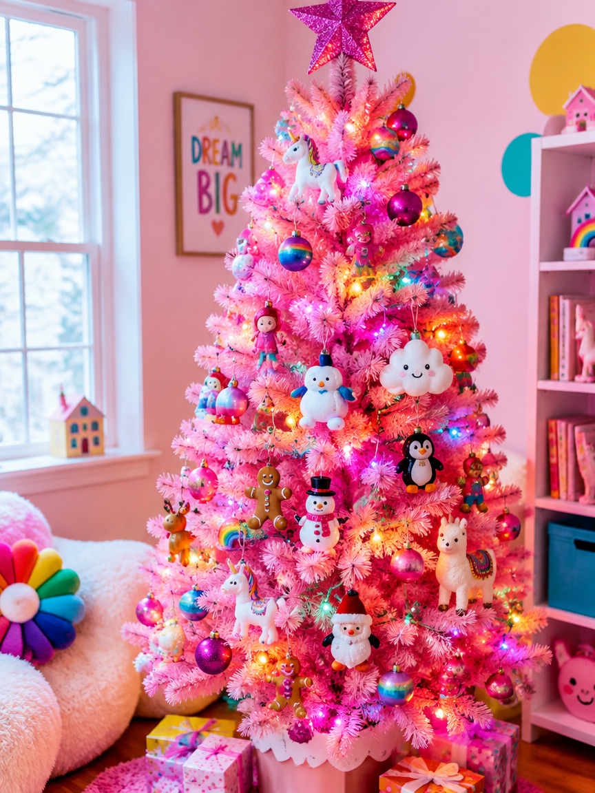 Pink Whimsical Cartoon Tree