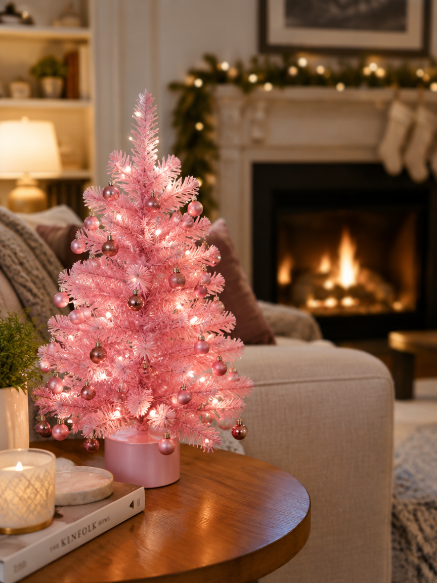 Bubblegum Pink Tabletop Tree