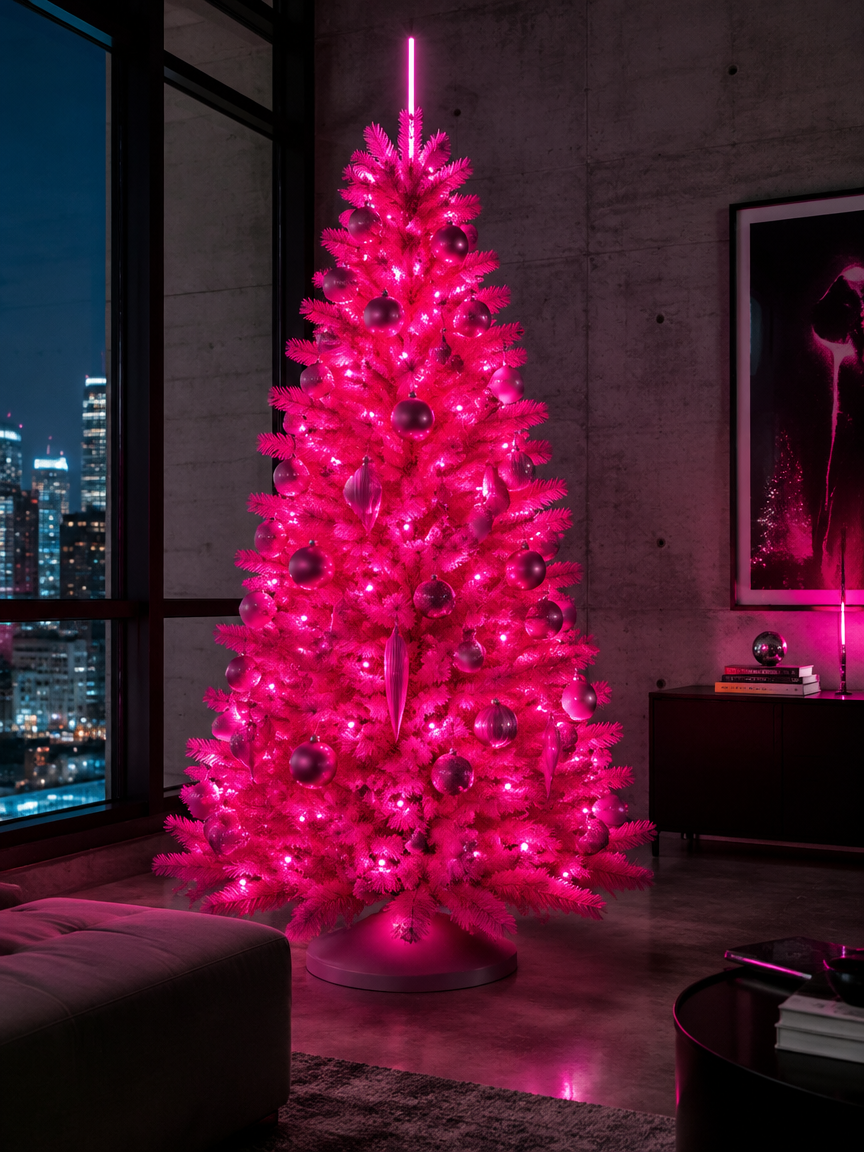Neon Pink Modern LED Tree