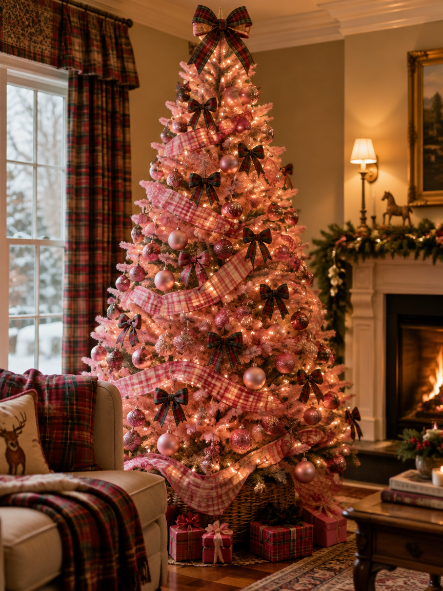 Pink Traditional Plaid Tree
