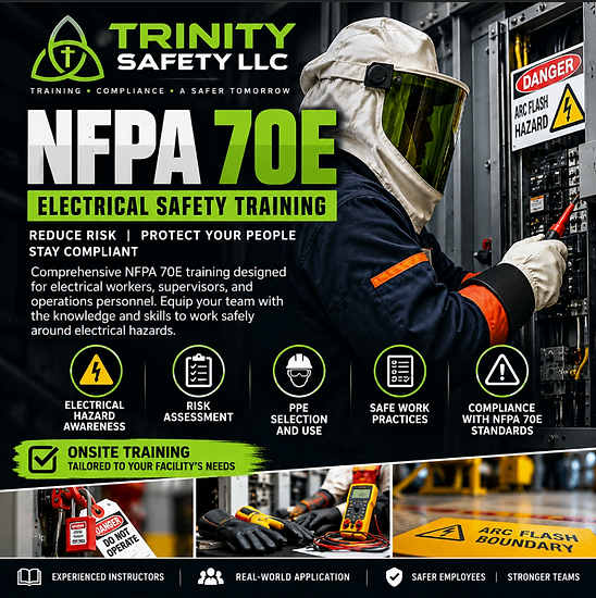 NFPA 70E Electrical Safety Training by Trinity Safety LLC — on-site, tailored to your facility