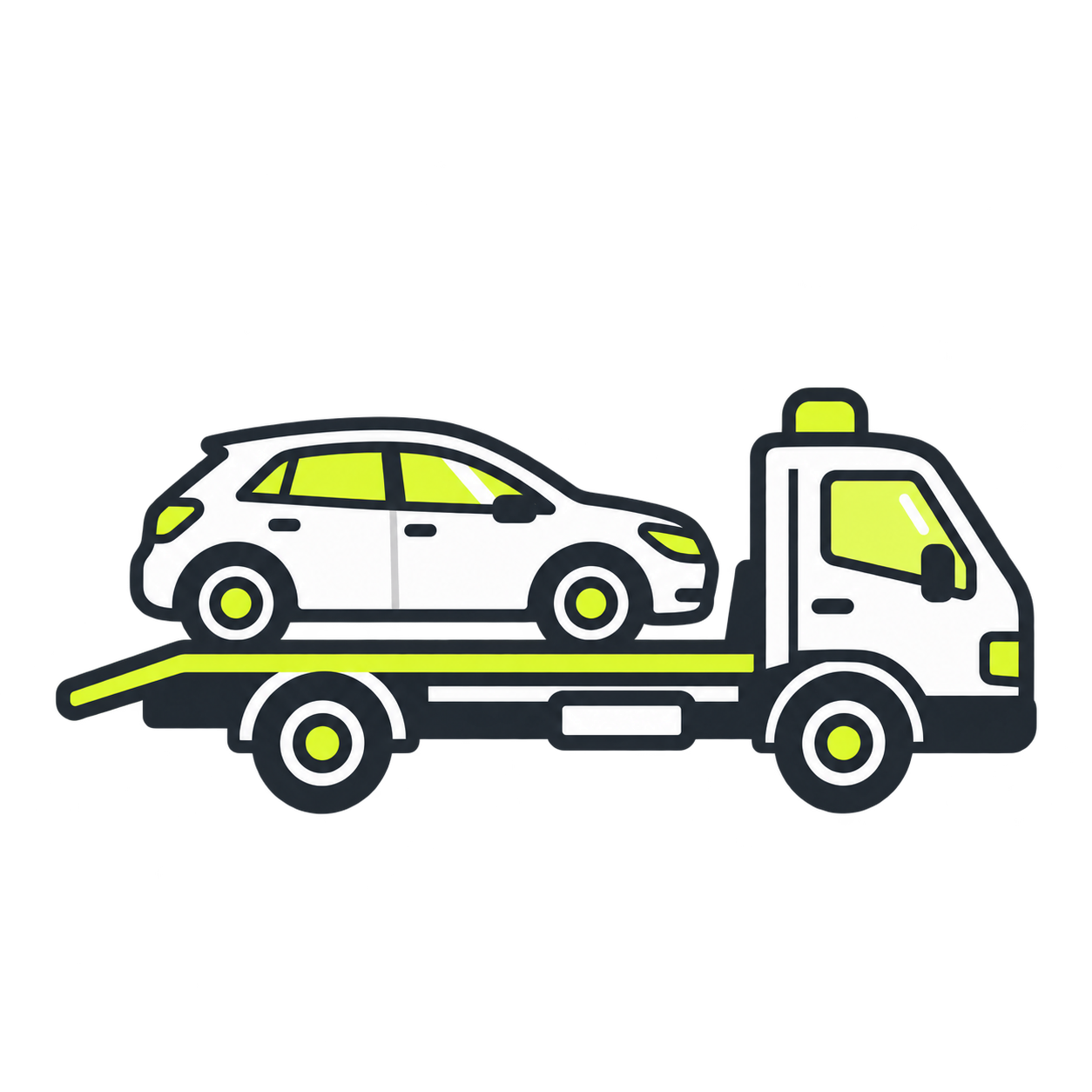 Recovery truck carrying a car
