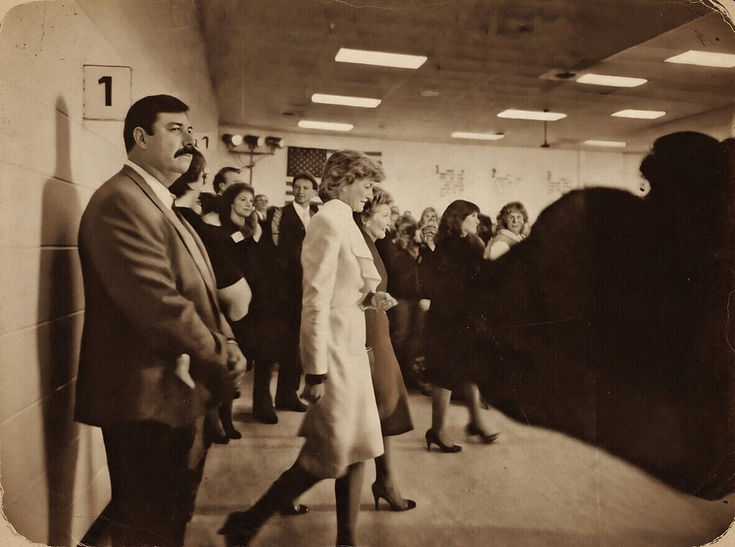 Nancy Reagan and the Princess of Wales at the Springfield facility, 1985