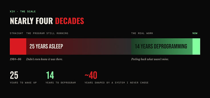The scale of it: twenty-five years to wake up, fourteen to deprogram