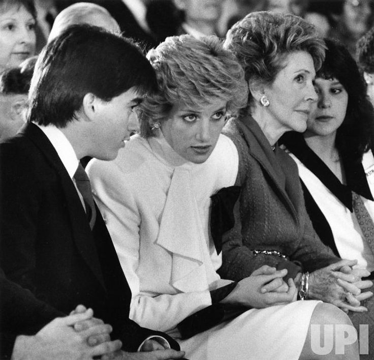 The Princess of Wales and Nancy Reagan seated in group