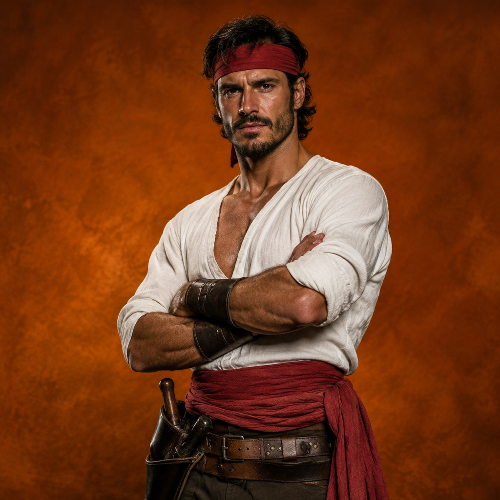 El Valiente lotería costume idea with a white shirt, red sash and bandana