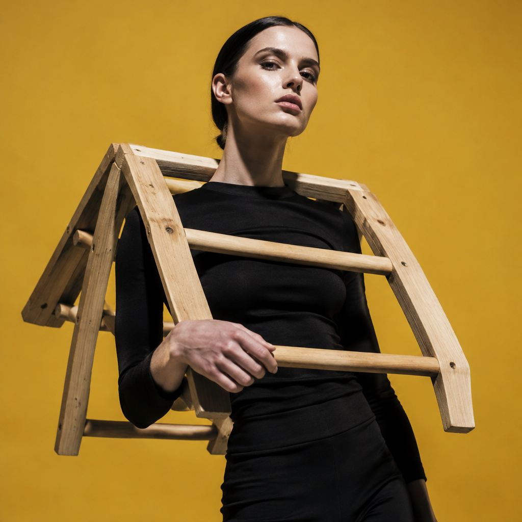 La Escalera lotería costume idea with a lightweight wooden ladder worn across the shoulders