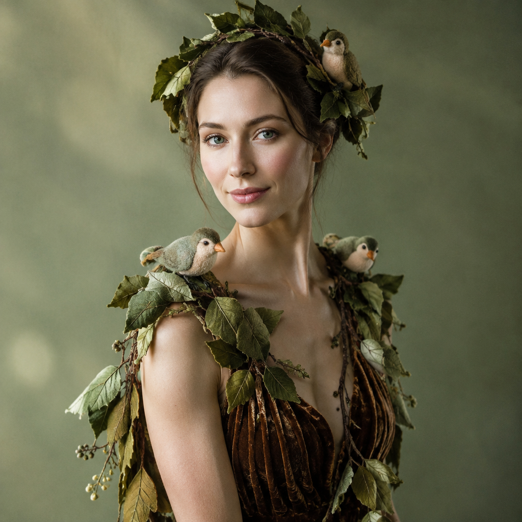 El Árbol lotería costume idea with a brown velvet trunk gown and a canopy of leaves