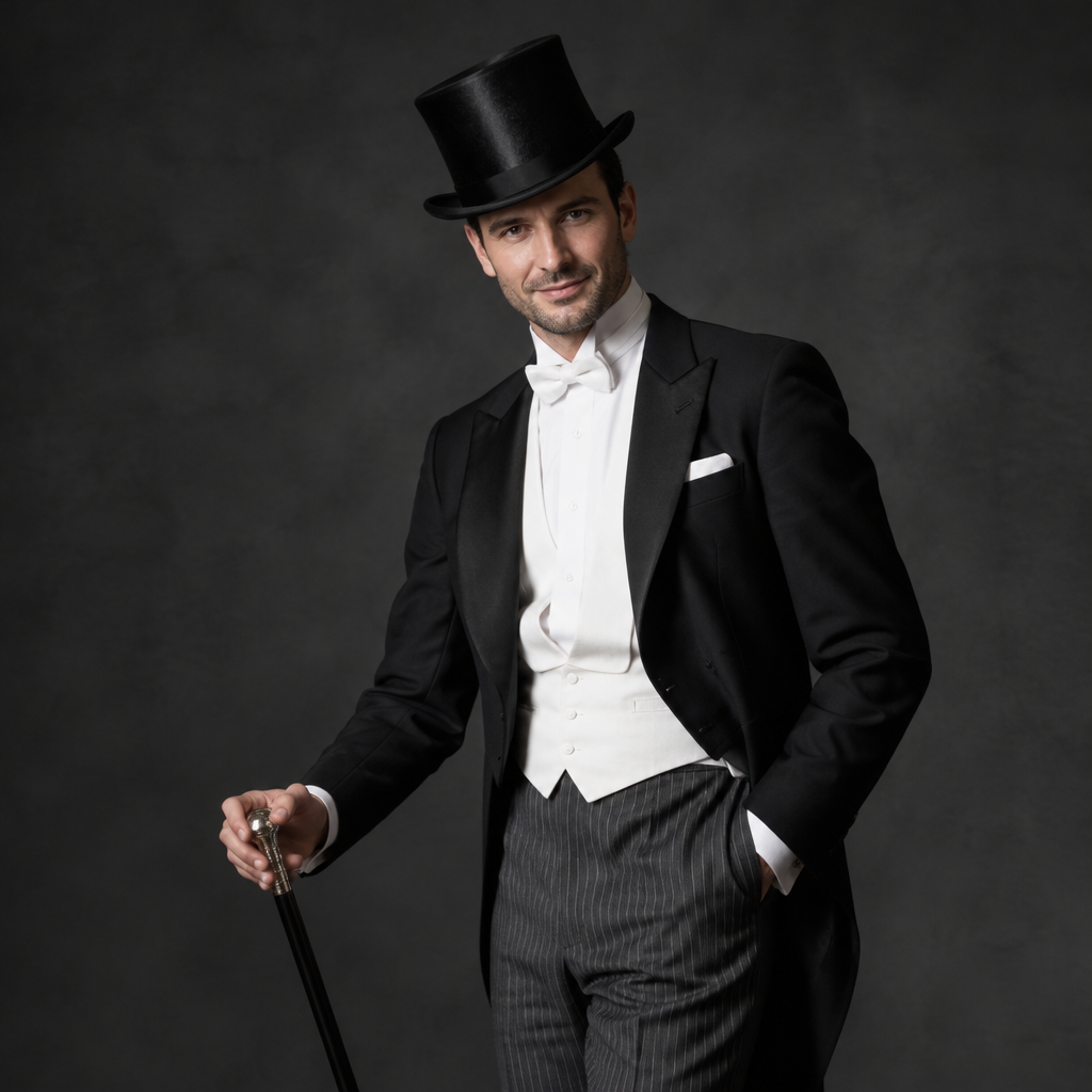 El Catrín lotería costume idea with a black tailcoat, top hat and cane