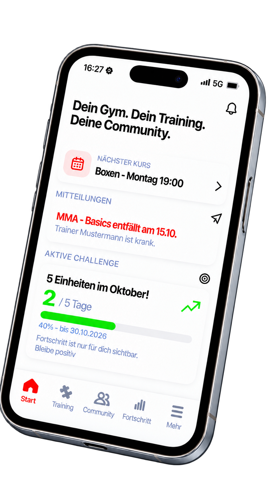 Combato App Start-Dashboard