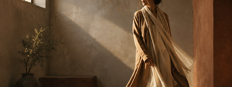 Charming Apparel editorial — autumn layers in golden light
